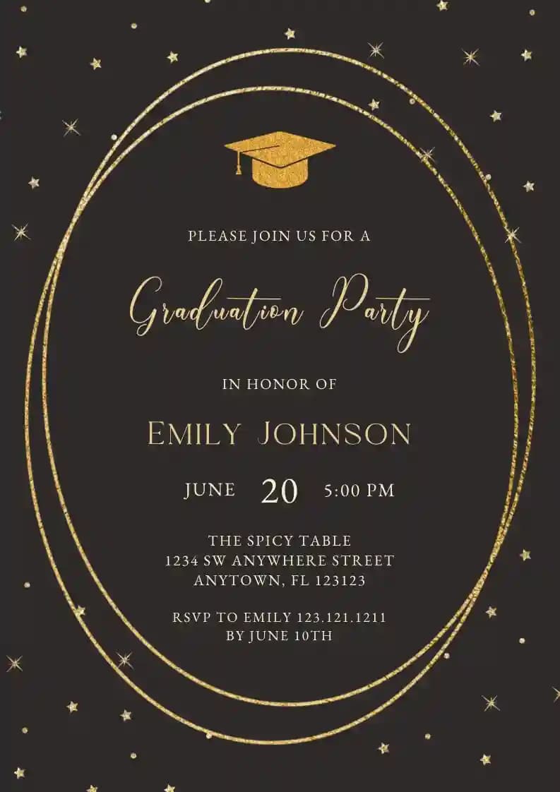 Convites Para A Festa De Formatura - Moldura Oval Brilhante