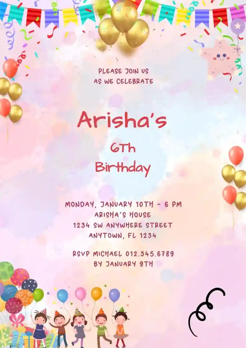Invitations D'anniversaire Pour Enfants - Ballon, Griffonnage