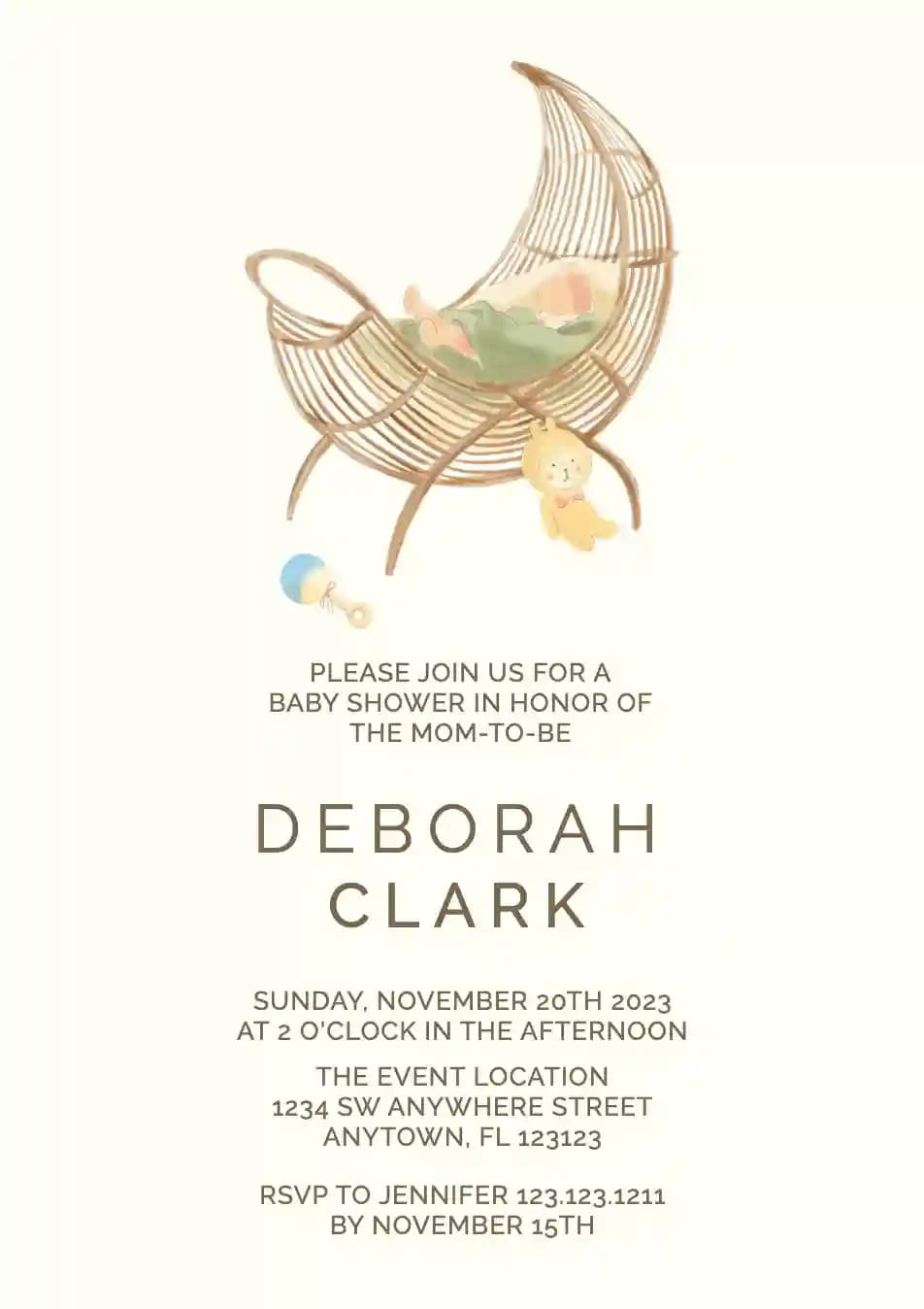 Baby Shower Invitations - Boho Basket