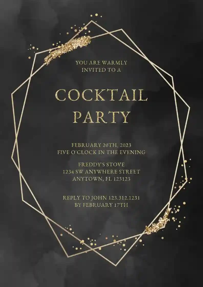 Inviti Per Cocktail Party - Cornice Glitterata Dorata