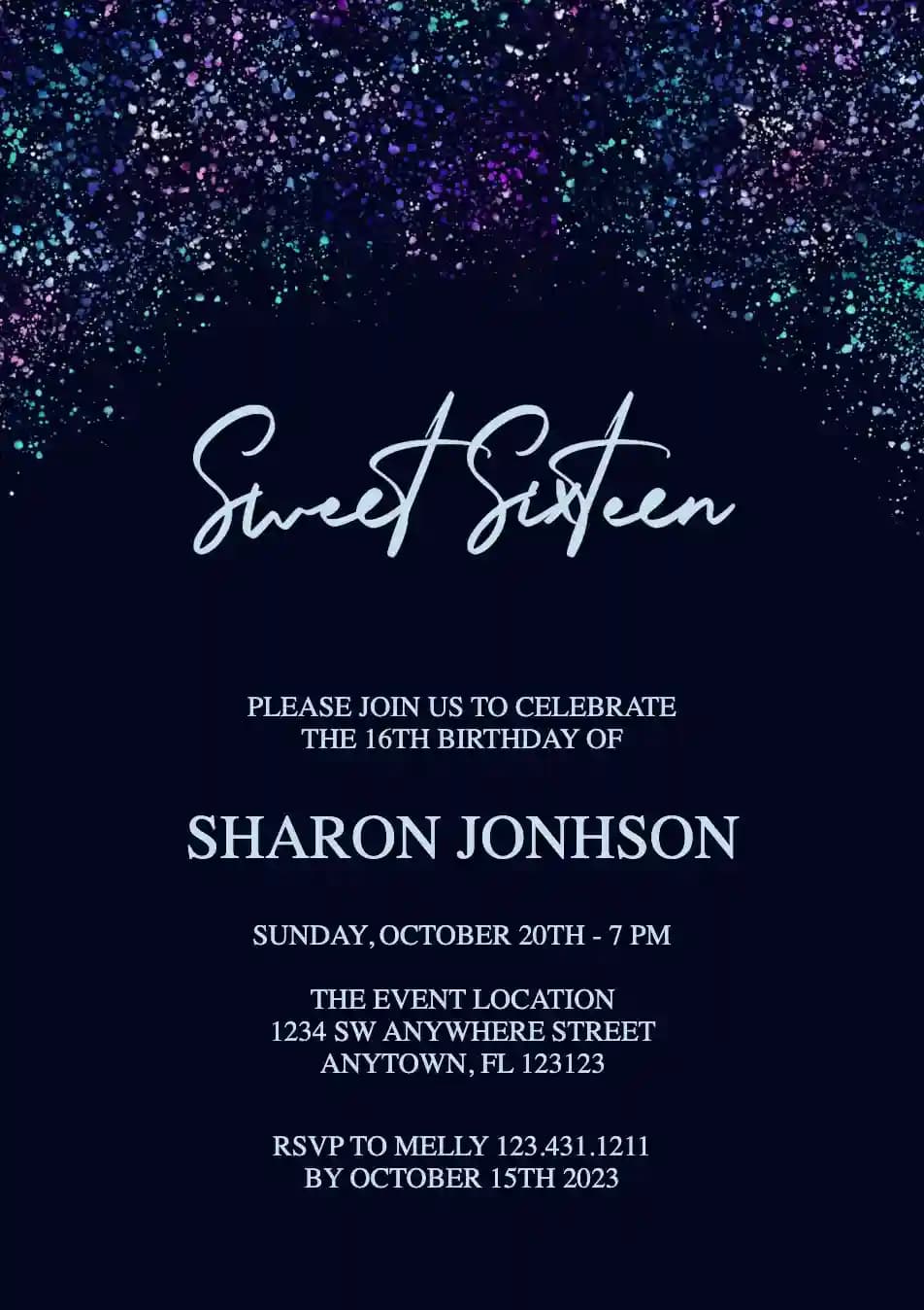 Teens Birthday Invitations - Colorful Glitter