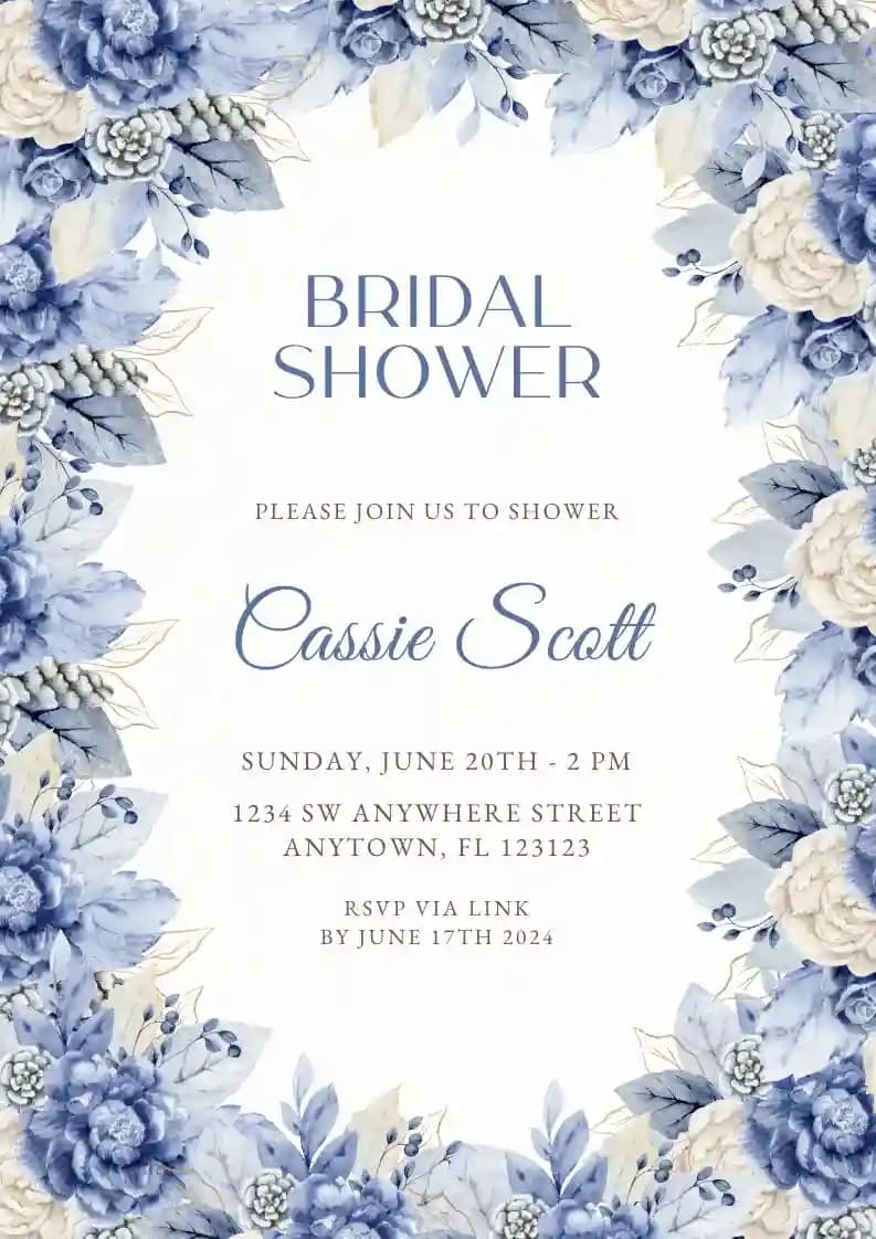 Invitations De Bridal Shower - Belle Couronne De Fleurs