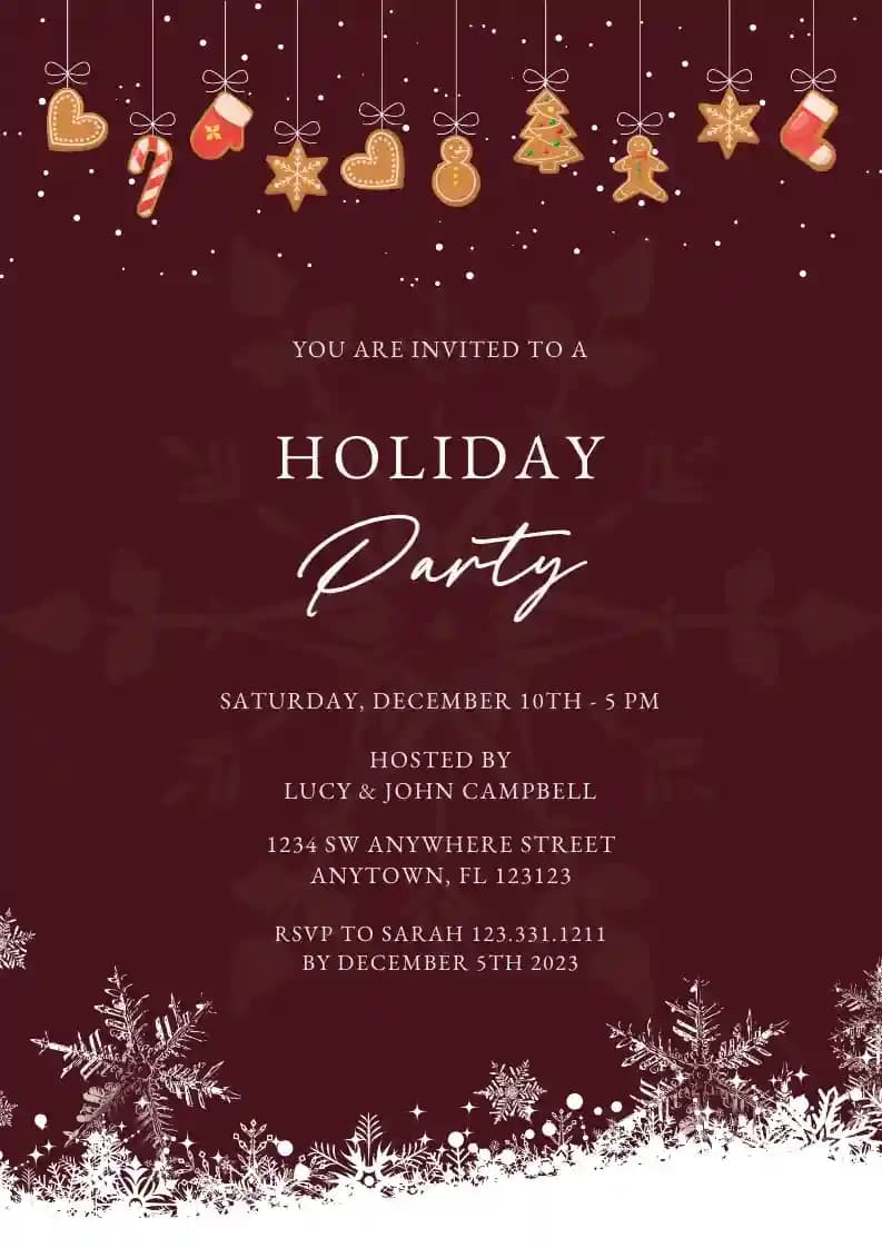 Invitations De Fête De Noël - Décoration De Noël Enneigée