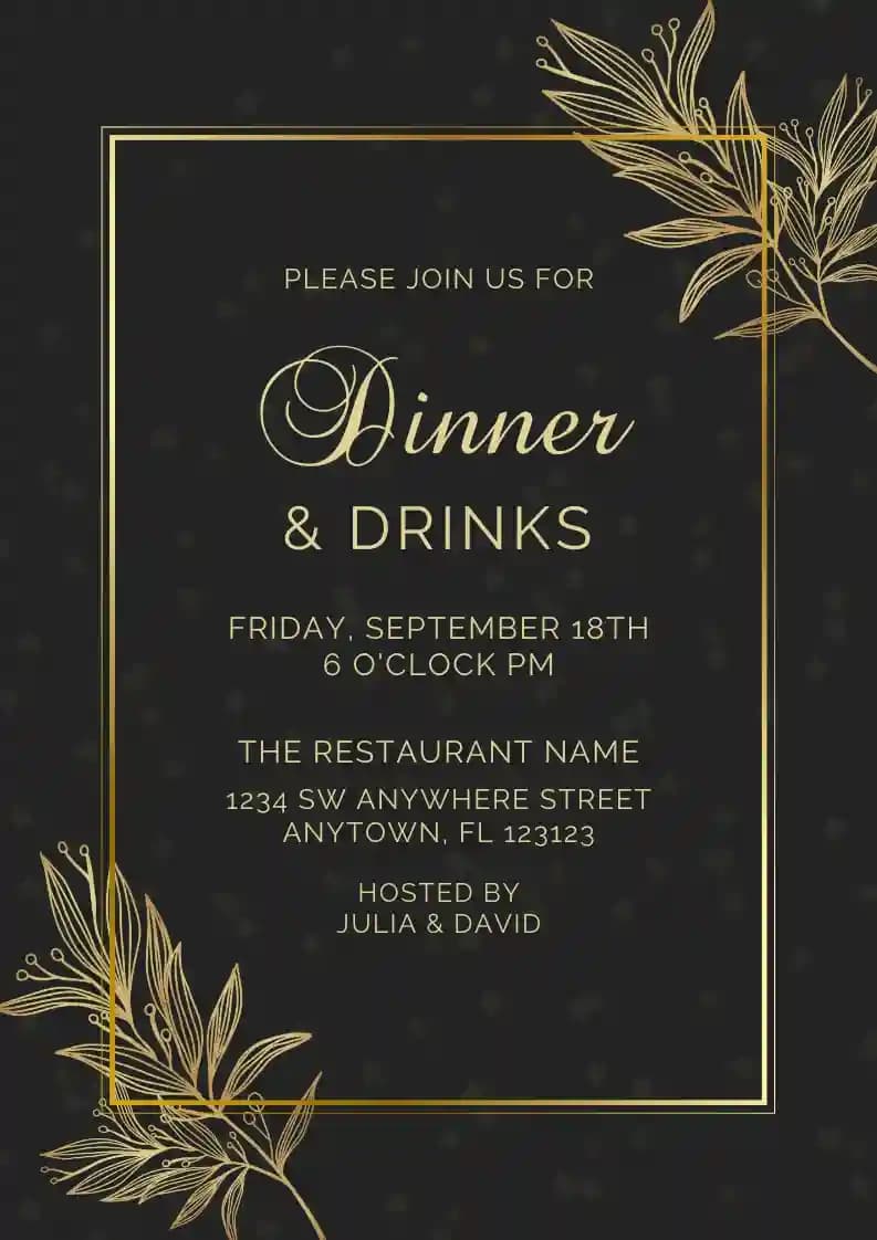 Dinner Party Invitations - Golden Leaf