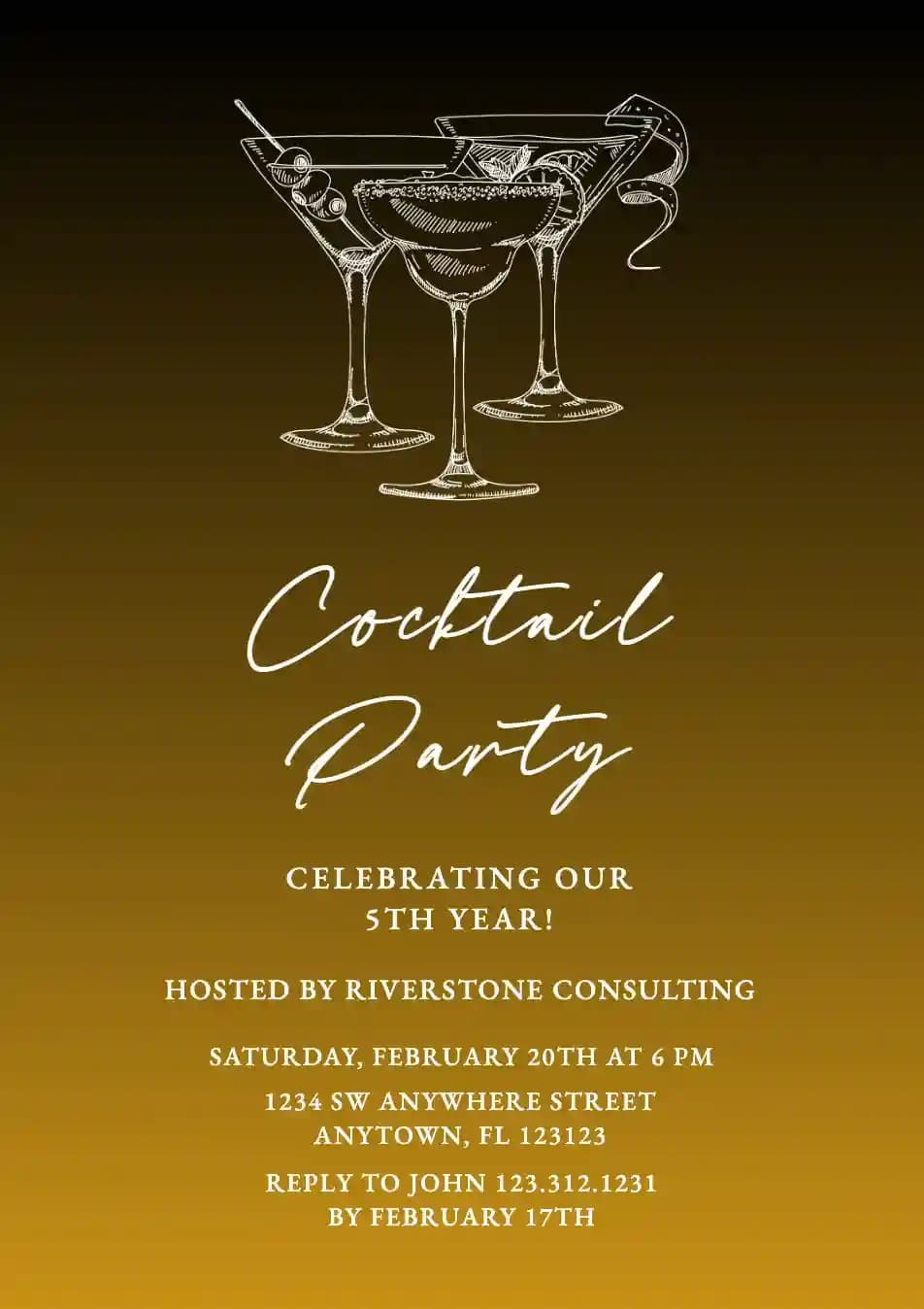 Convites Para Cocktail Party - Copo De Coquetel