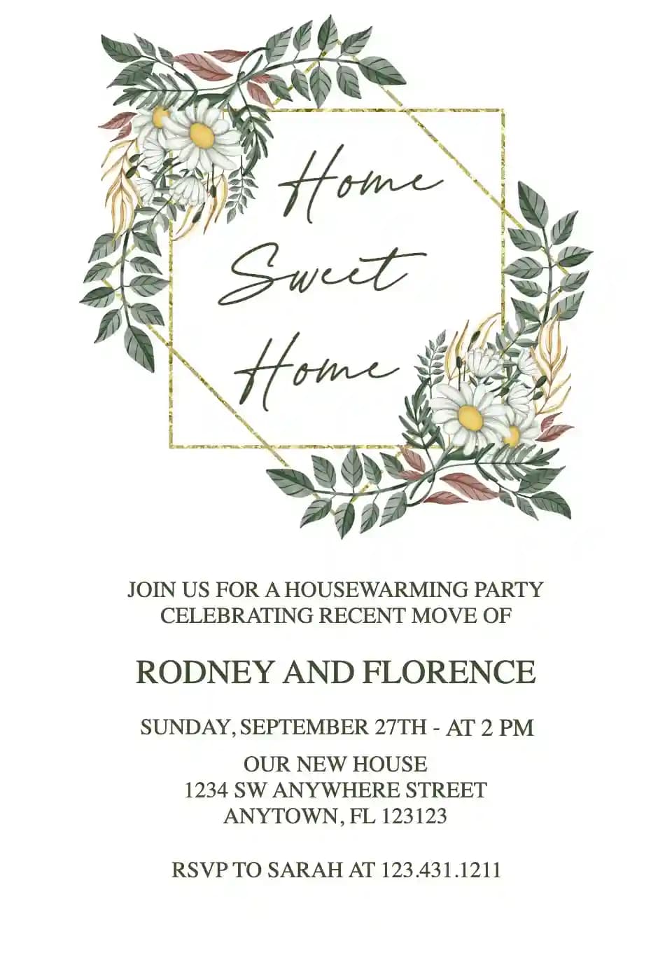 Housewarming Invitations - Daisy Flower