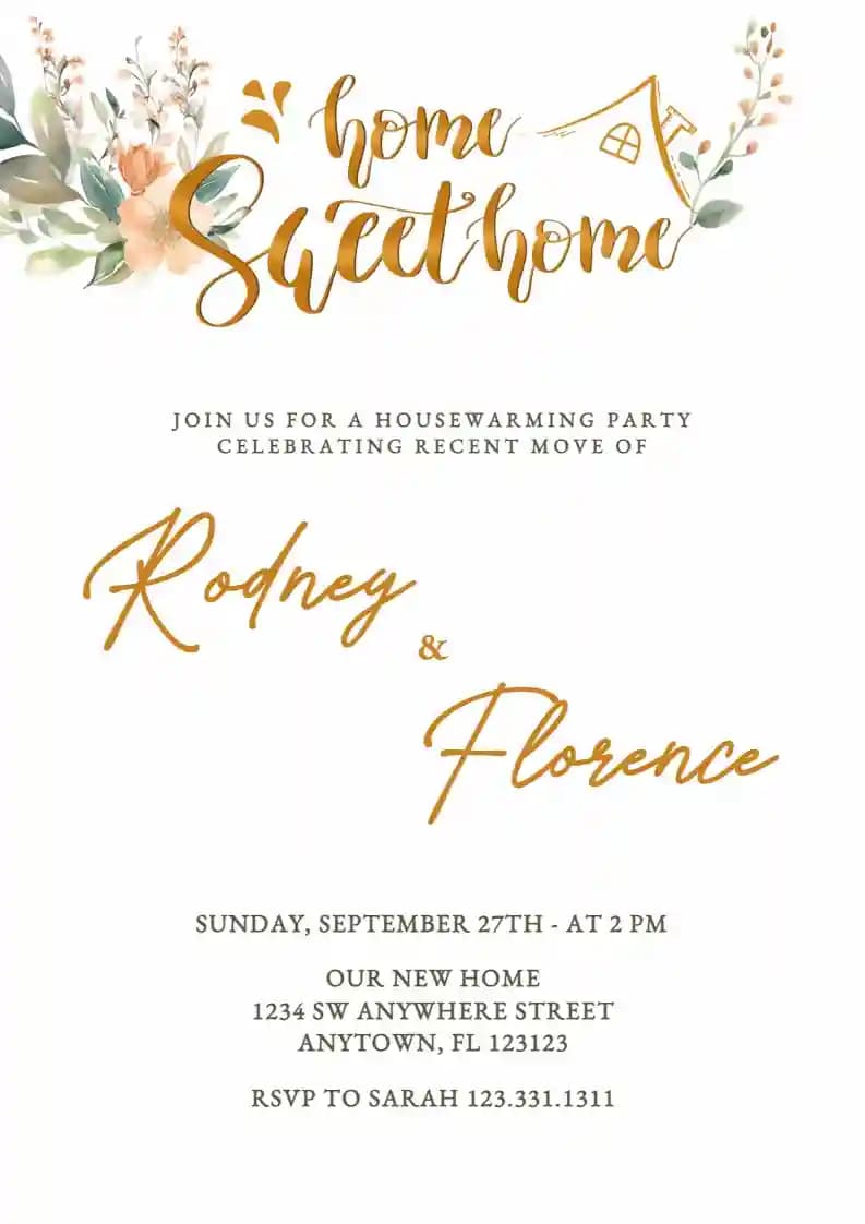 Housewarming Invitations - Golden House