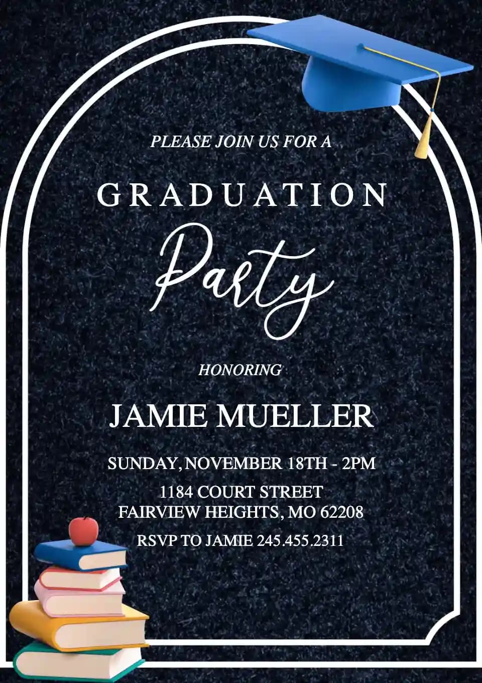 Graduation Party Invitations - Stack Of Books