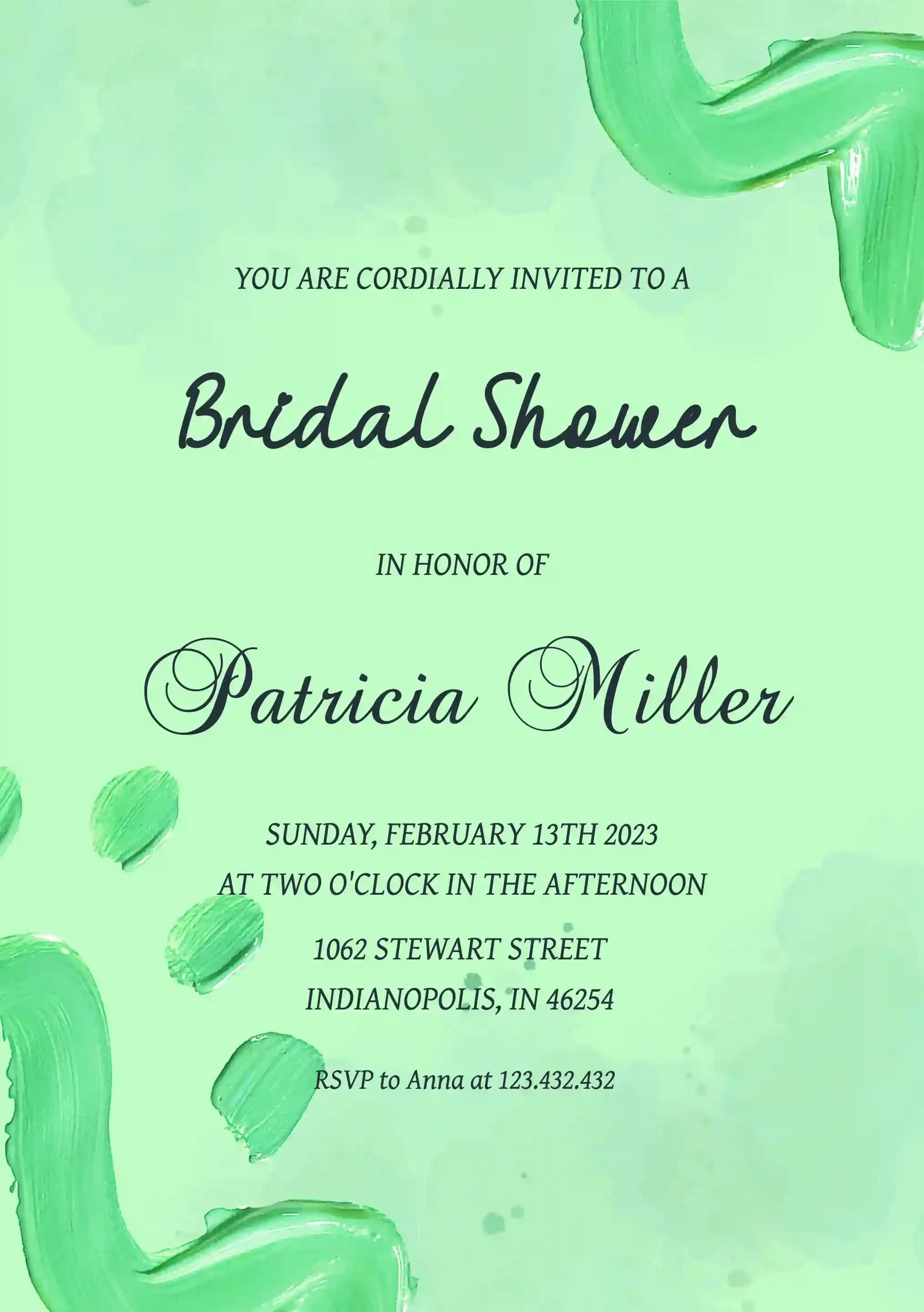 Invitaciones Para Despedida De Soltera - Pintura Verde