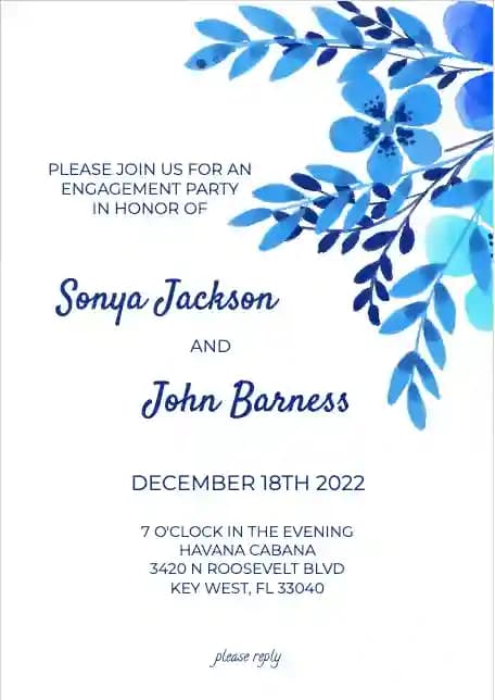 Invitations De Fête De Fiançailles - Fête De Fiançailles Bleu