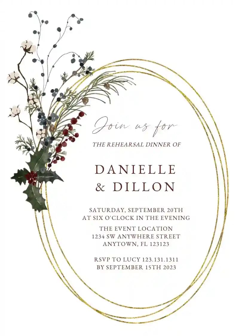 Rehearsal Dinner Invitations - Greenery Botanical Frame