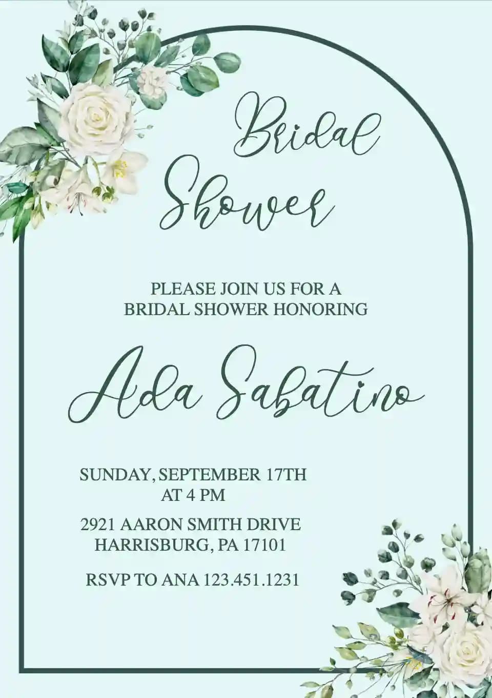Bridal Shower Invitasjoner - Hvitt Rosegrønt Blad