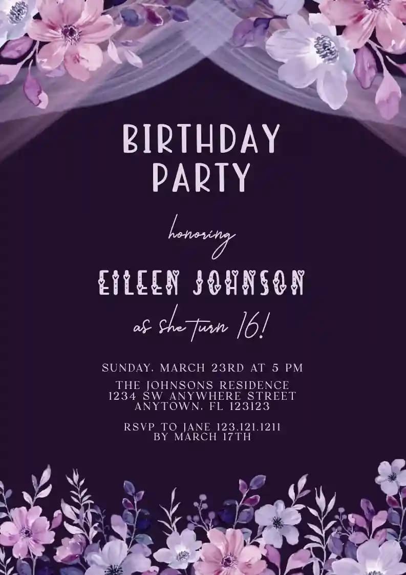 Teens Birthday Invitations - Sweet Purple