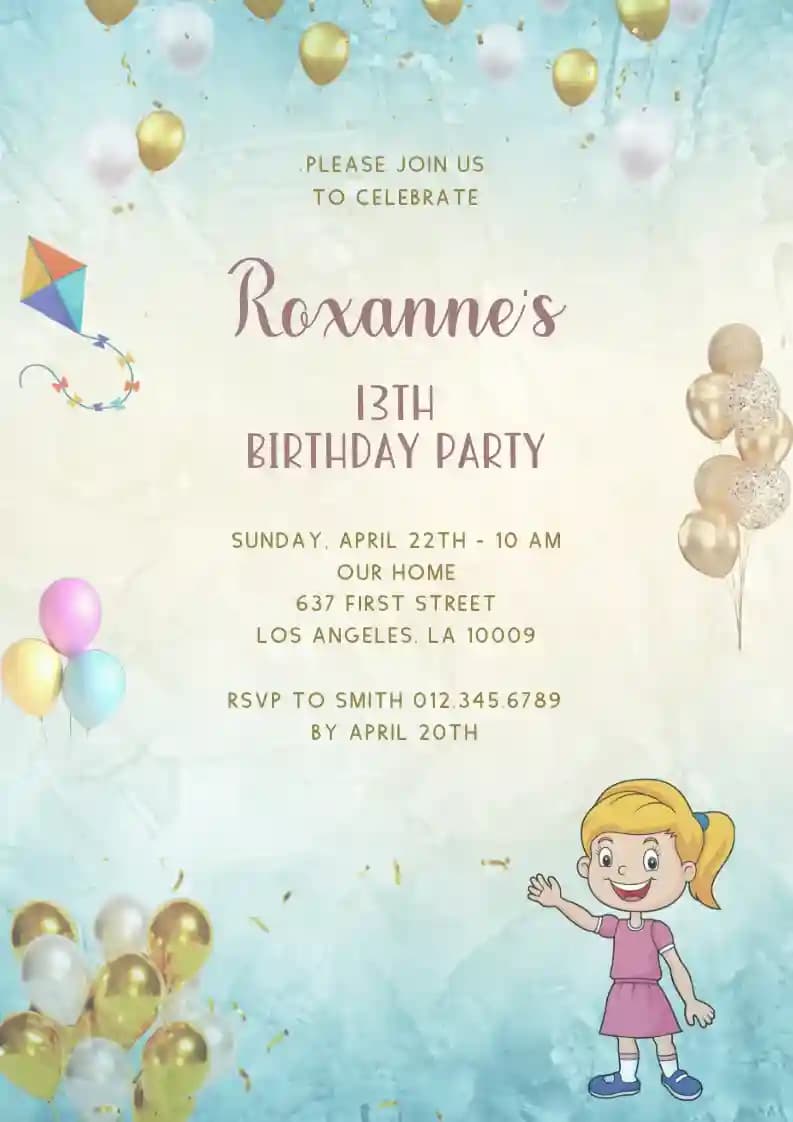 Invitaciones De Cumpleaños Infantiles - Globos De Brillo
