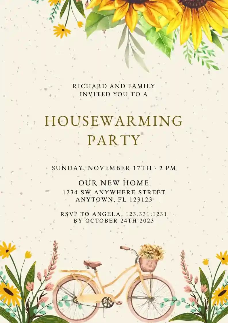 Housewarming Invitations - Warm As A Sunflower