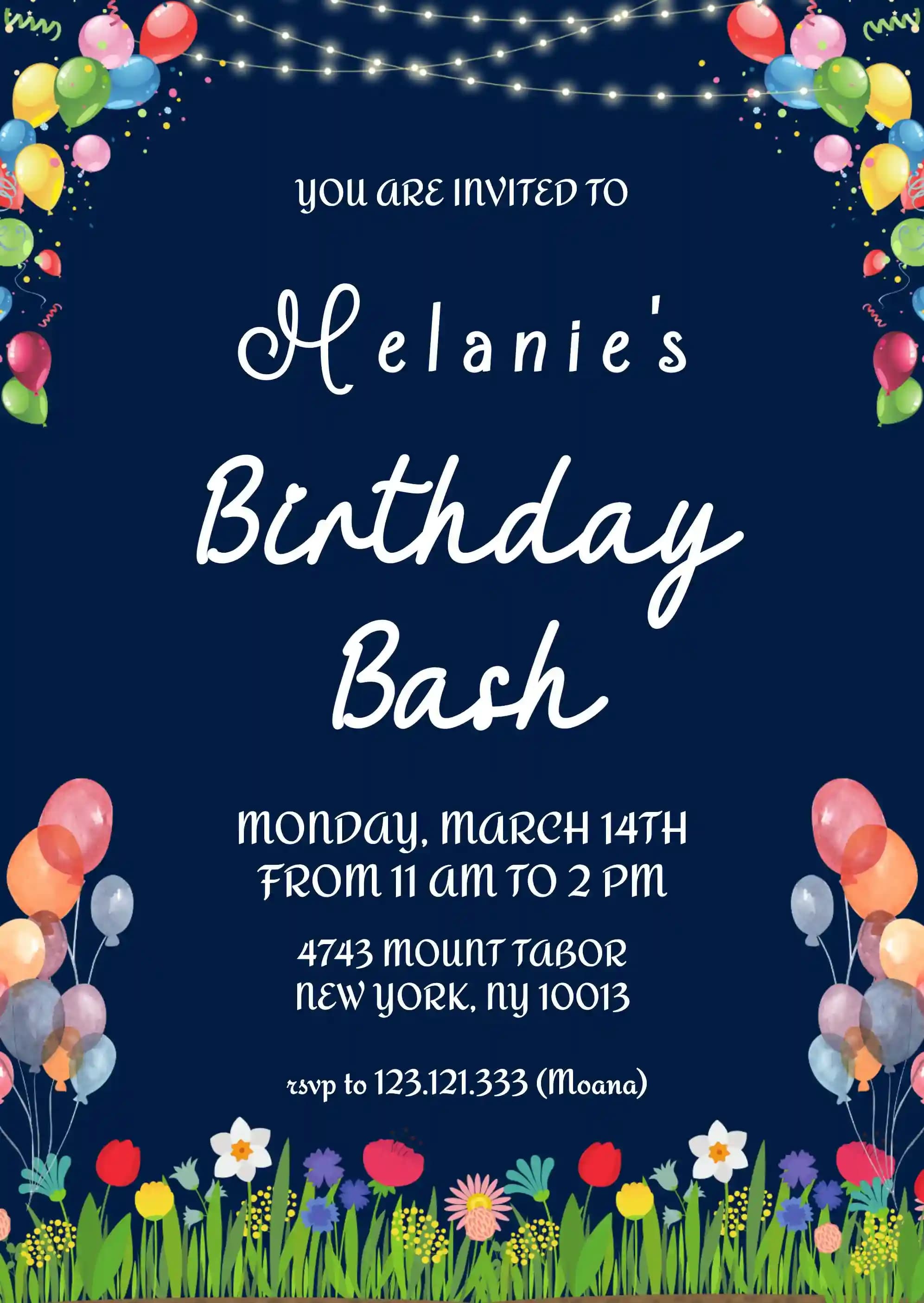 Invitations D'anniversaire Pour Enfants - Ballons Et Jardin