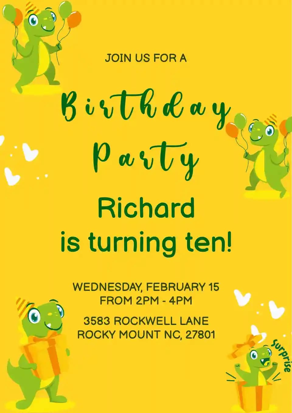 Kids Birthday Invitations - Dino Birthday Invitation