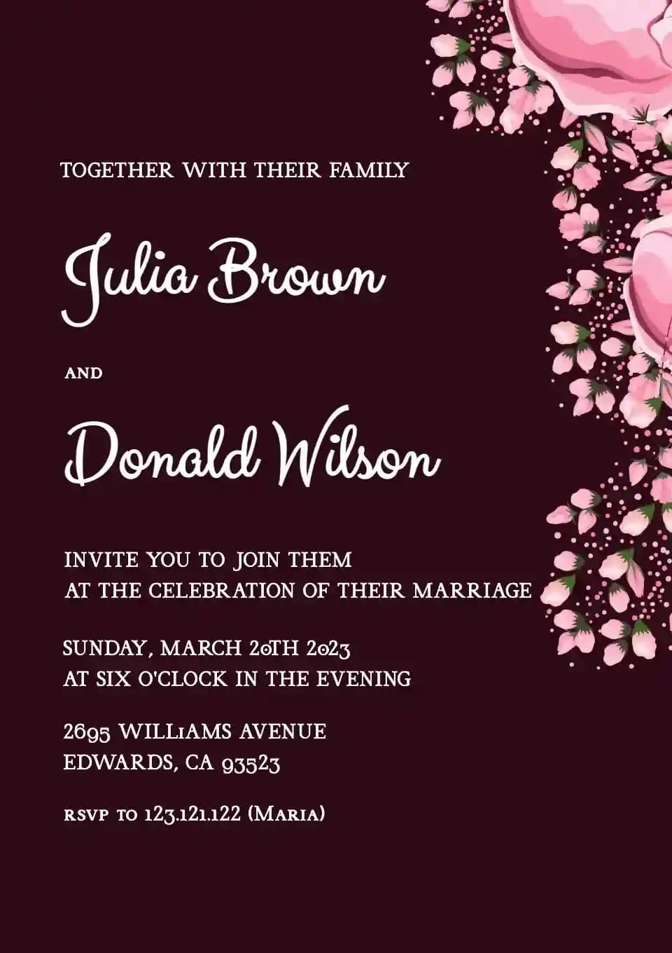Wedding Invitations - Maroon Flower