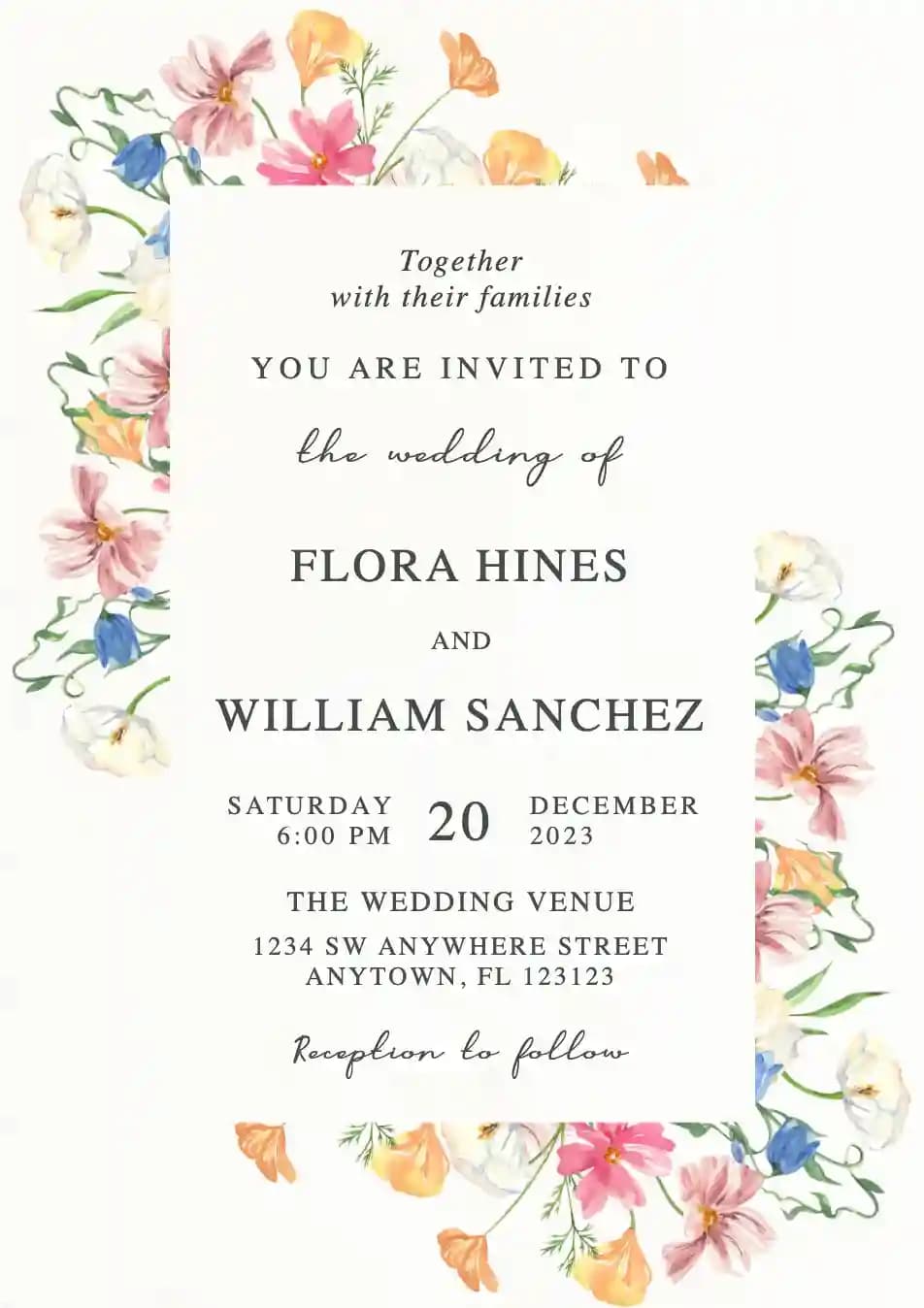 Wedding Invitations - Colorful Wildflower