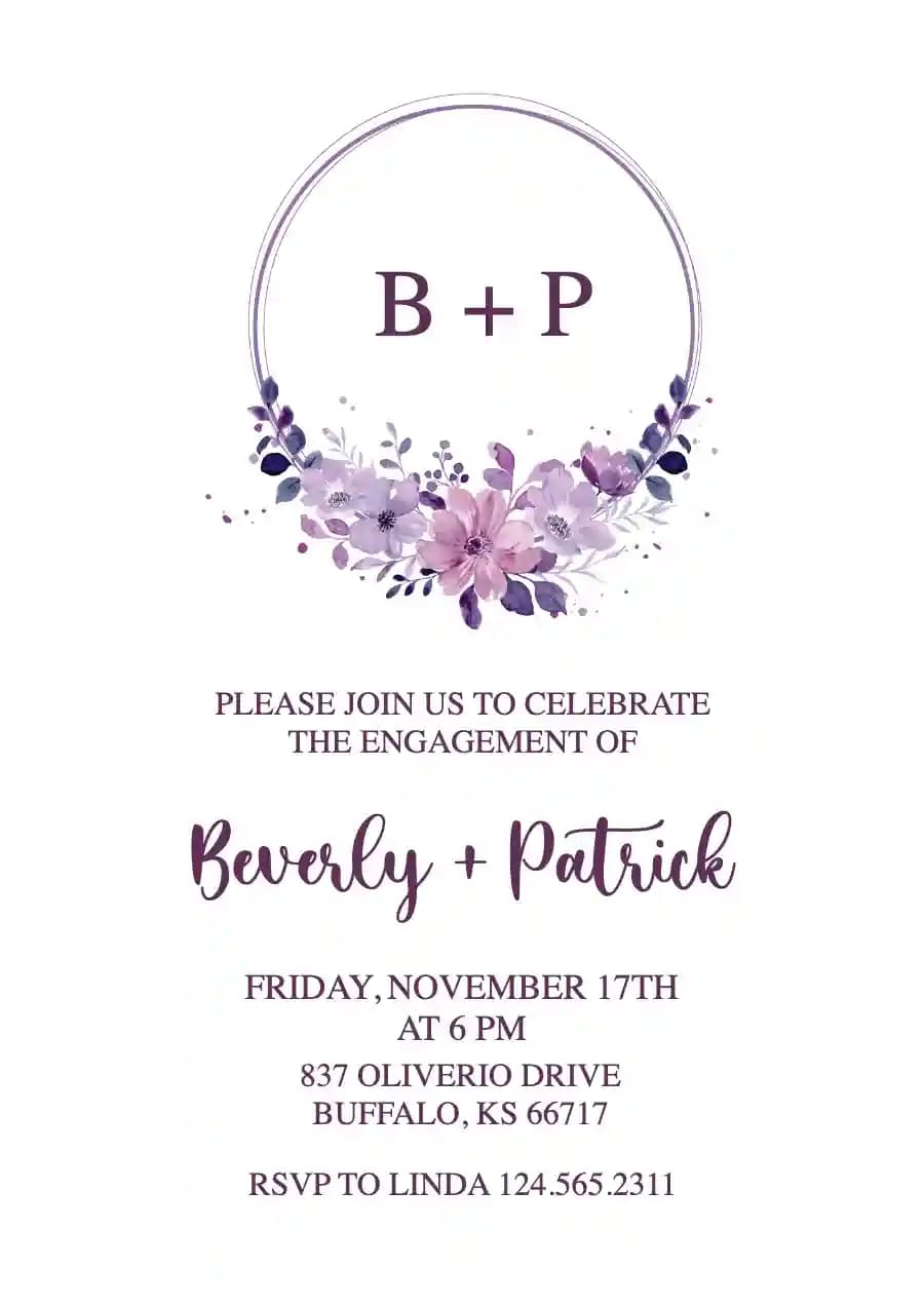 Invitationer Til Forlovelsesfest - Lilla Krans