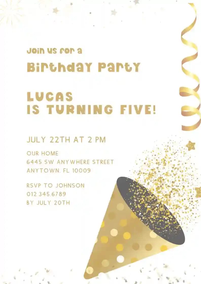 Kids Birthday Invitations - Party Popper
