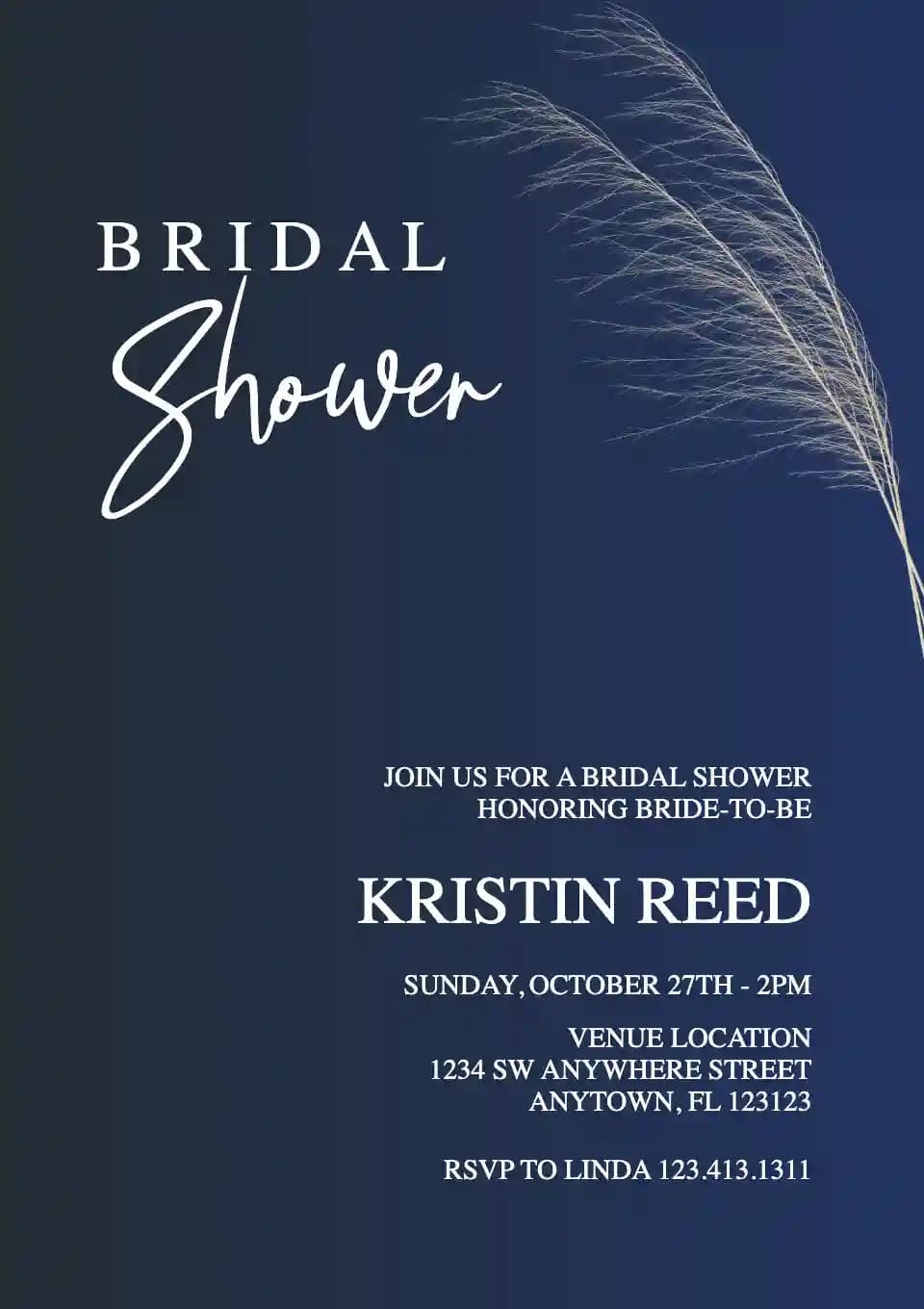 Invitations De Bridal Shower - Herbe De La Pampa