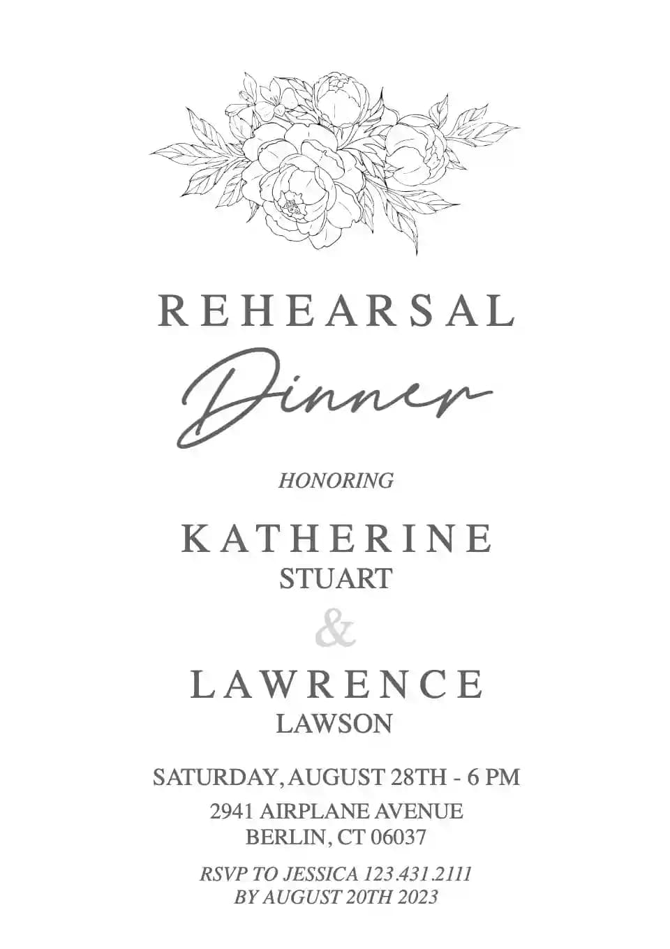 Invitations Pour Dîner De Répétition - Croquis De Fleurs