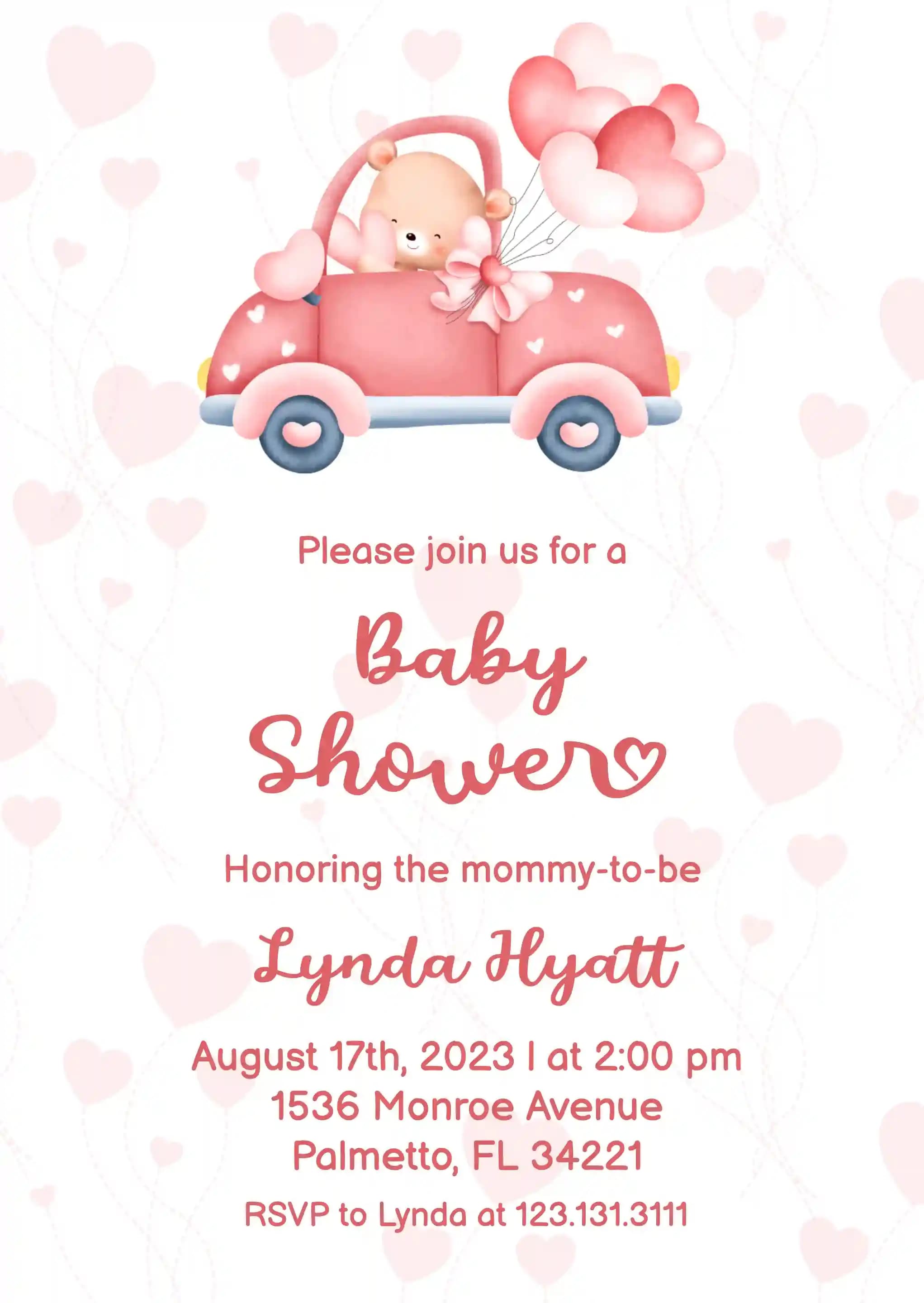 Baby Shower Invitationer - Bamse I Bilen