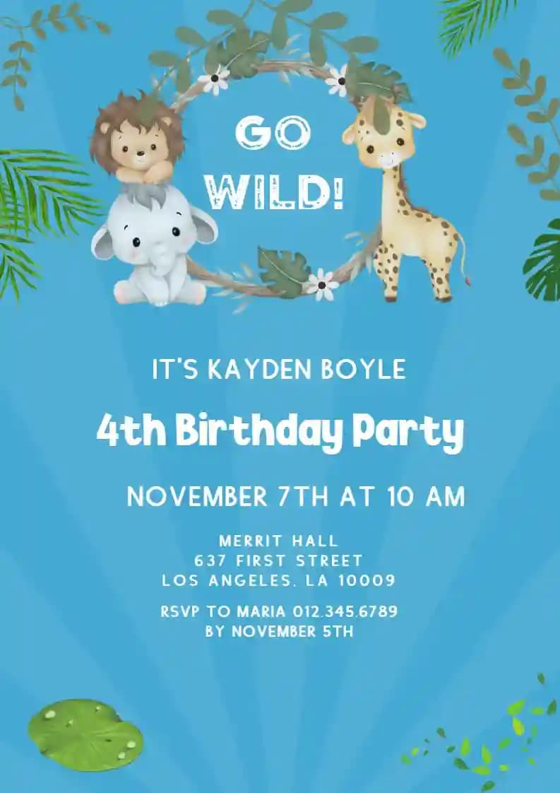 Inviti Di Compleanno Per Bambini - Cornice In Legno E Cucciolo Di Animale