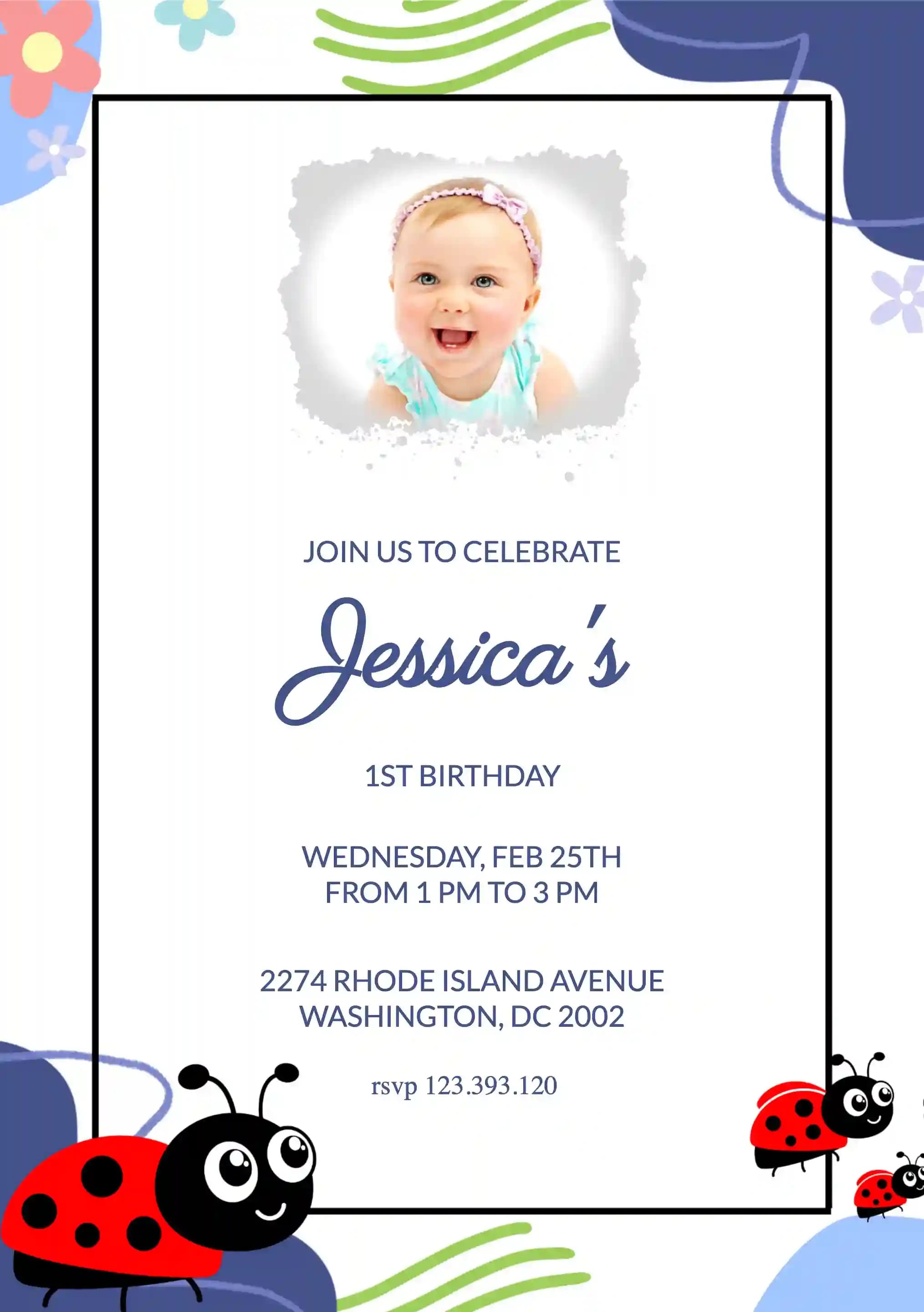 First Birthday Invitations - Ladybug