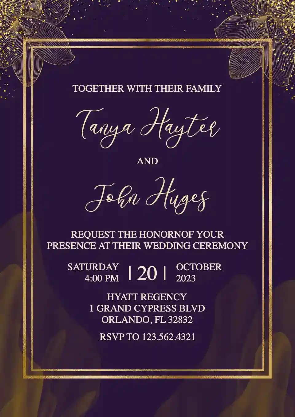 Wedding Invitations - Golden Lily Flower