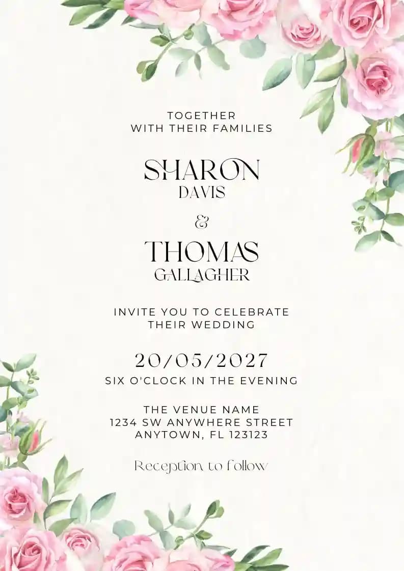 Wedding Invitations - Rose And Eucalyptus Corner