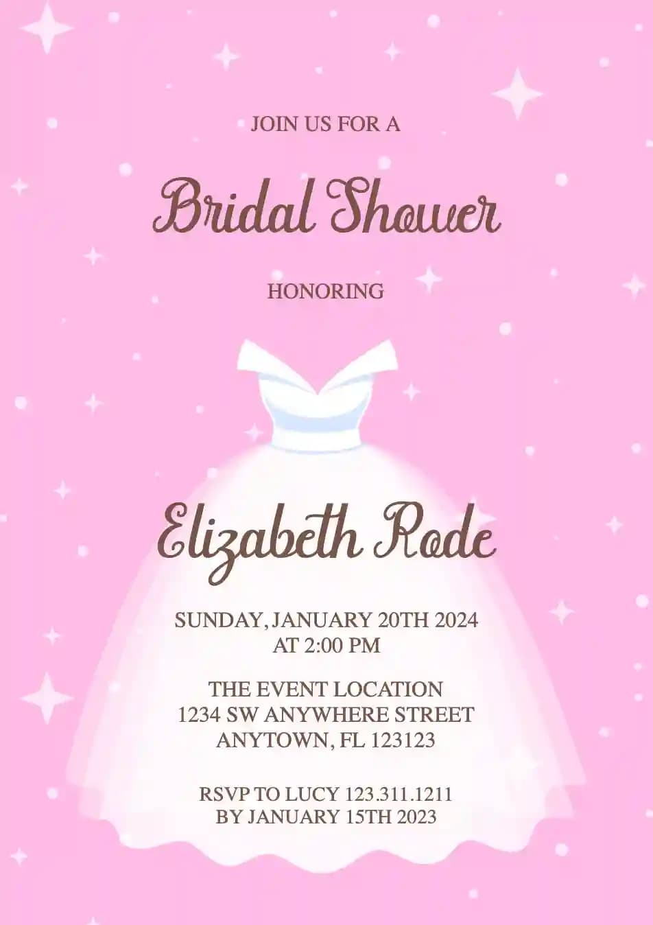 Bridal Shower Invitasjoner - Bryllupskjole