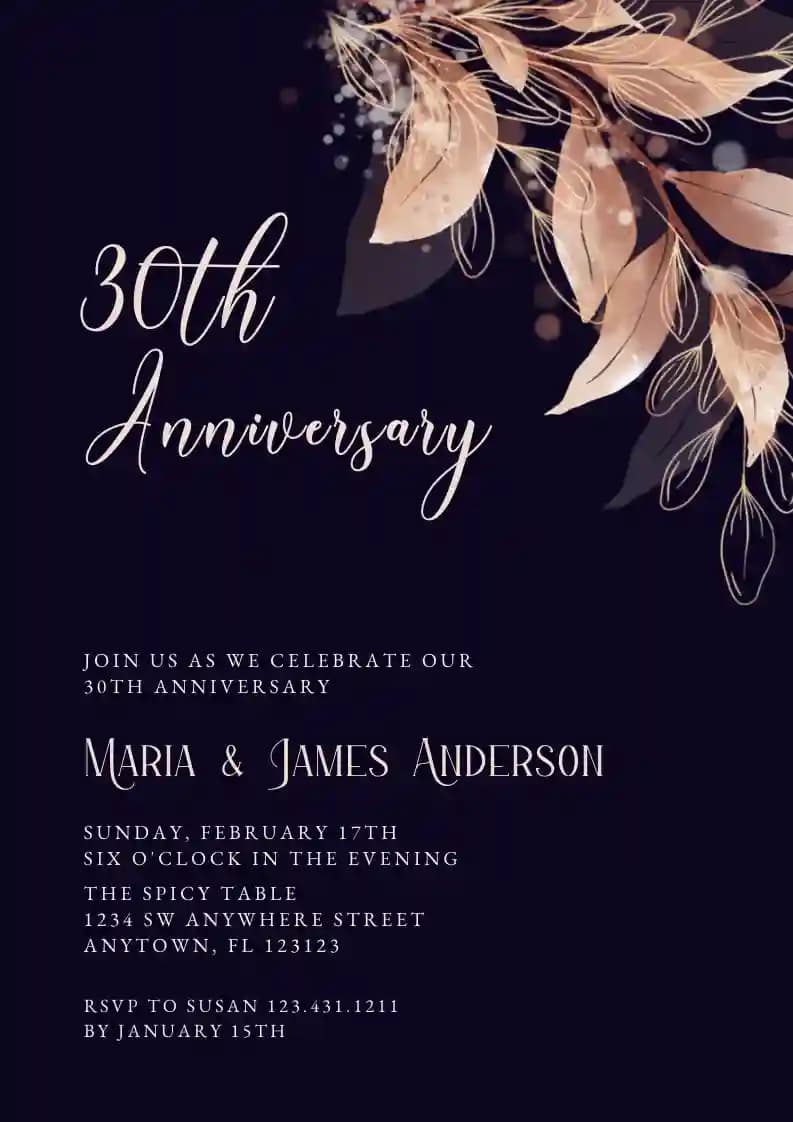 Wedding Anniversary Invitations - Beautiful Flower