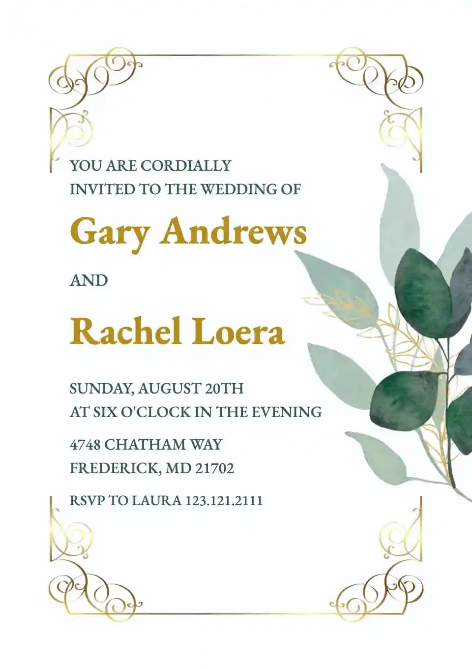 Wedding Invitations - Green Leaf