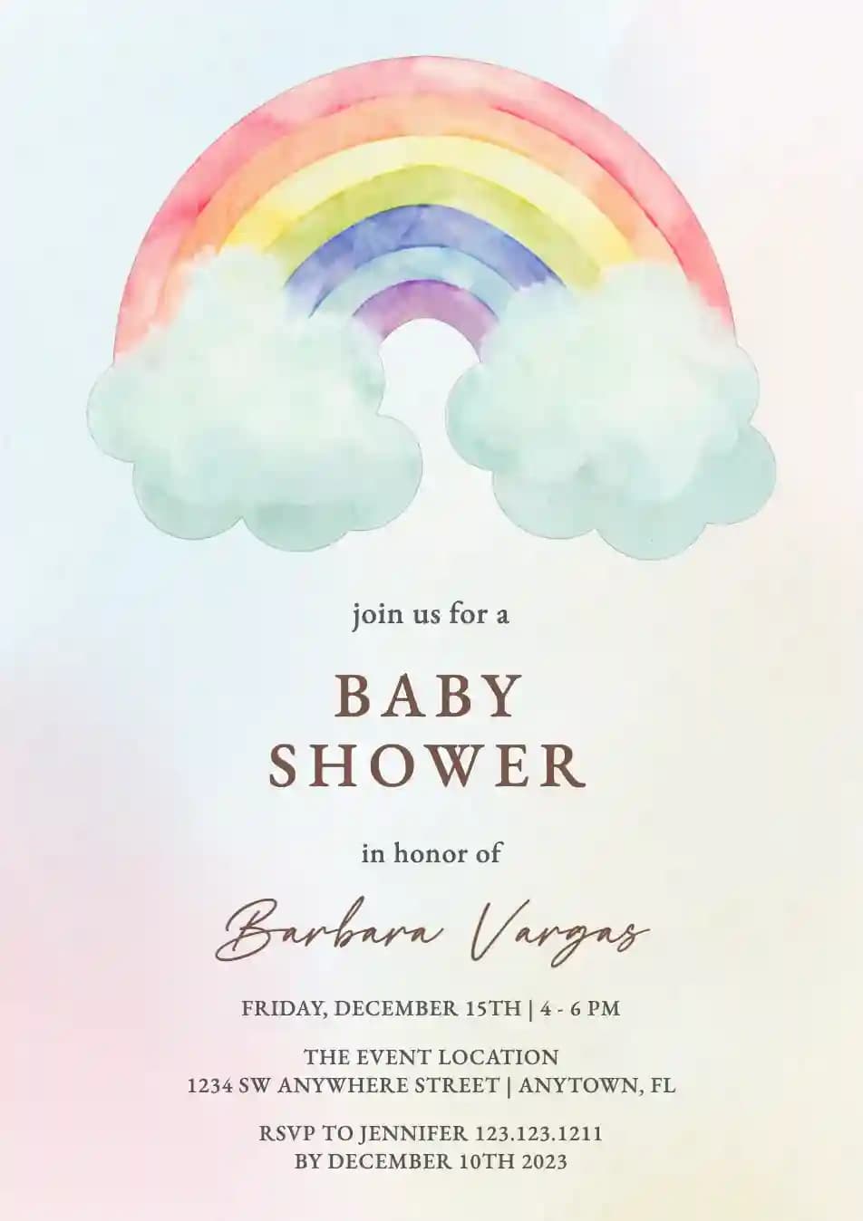 Baby Shower Invitations - Watercolor Rainbow
