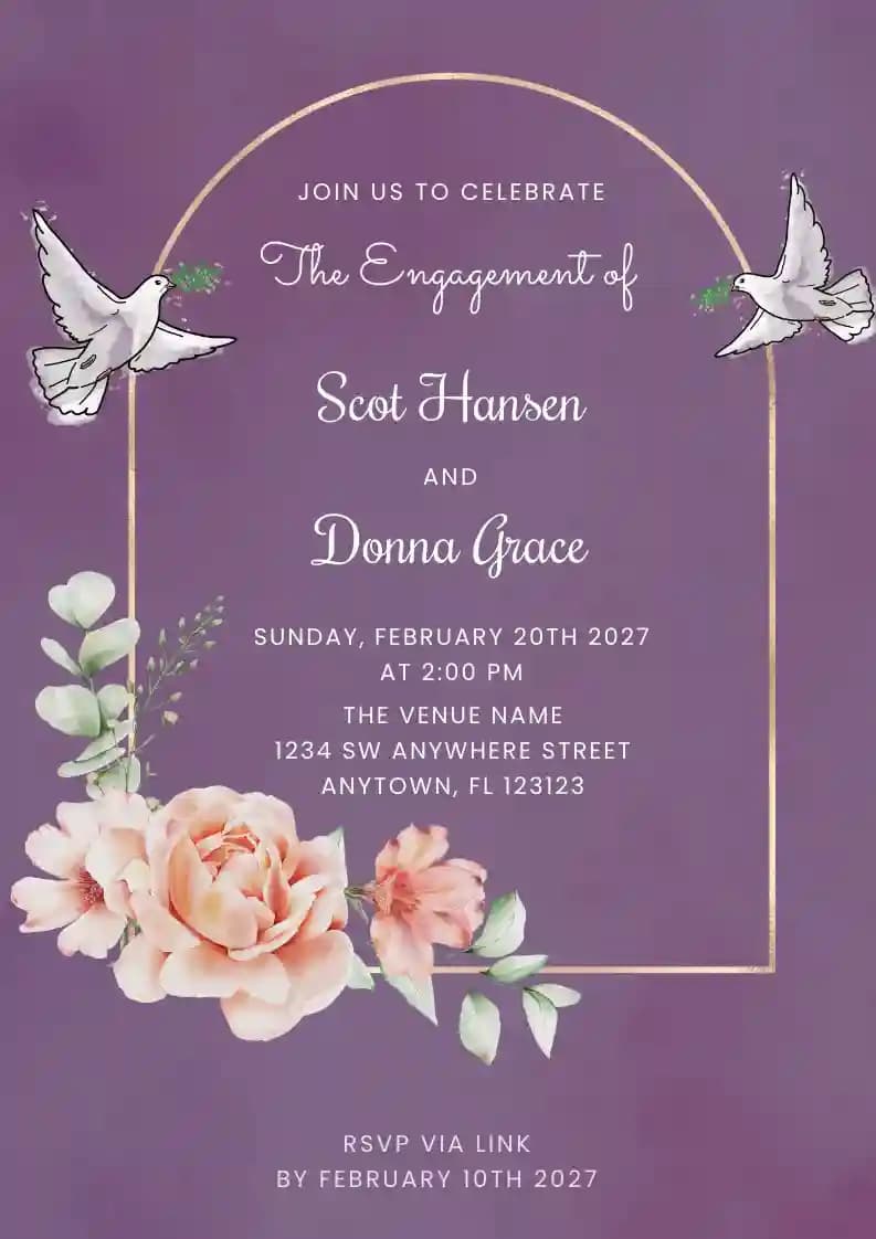 Invitasjoner Til Forlovelsesfest - White Dove Engagament Invitation