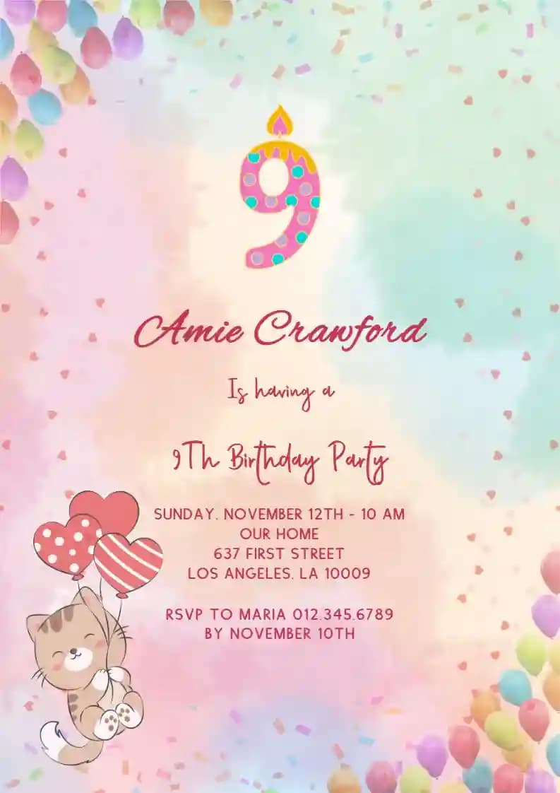 Invitations D'anniversaire Pour Enfants - Confettis Et Ballons D'anniversaire