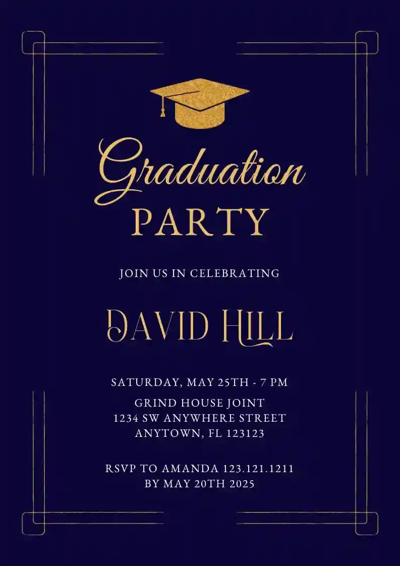 Invitaciones Para Fiesta De Graduación - Elegante Sombrero De Graduación