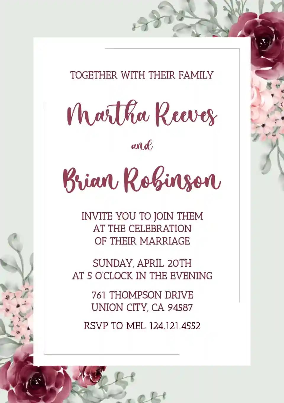 Invitations De Mariage - Fleur Verte De Fête De Mariage