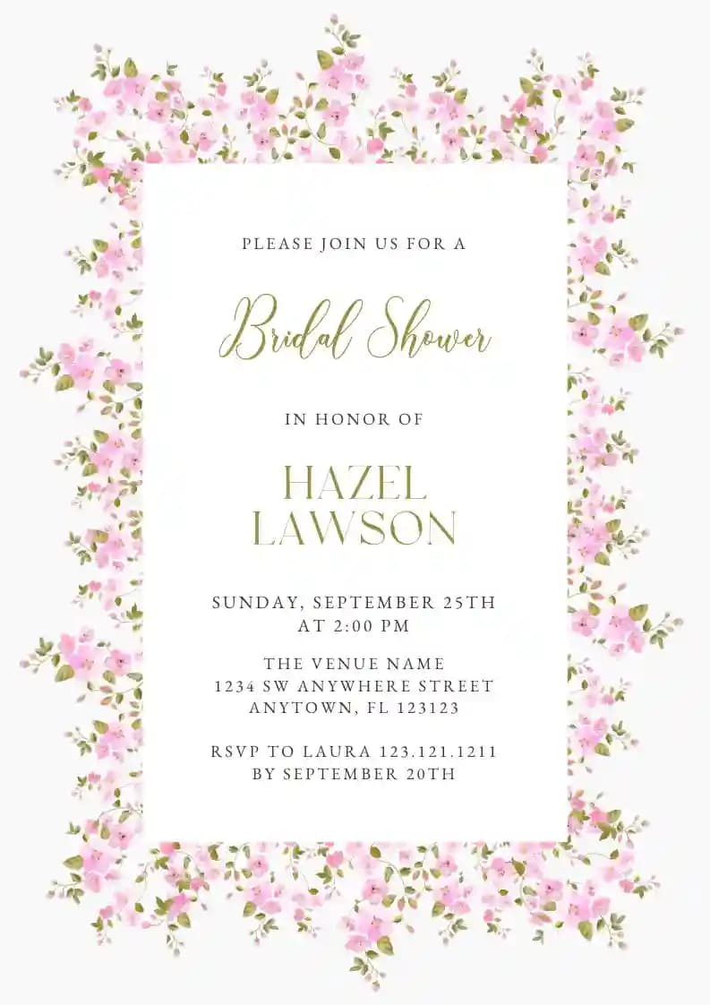 Bridal Shower Invitasjoner - Delikate Myke Blomster