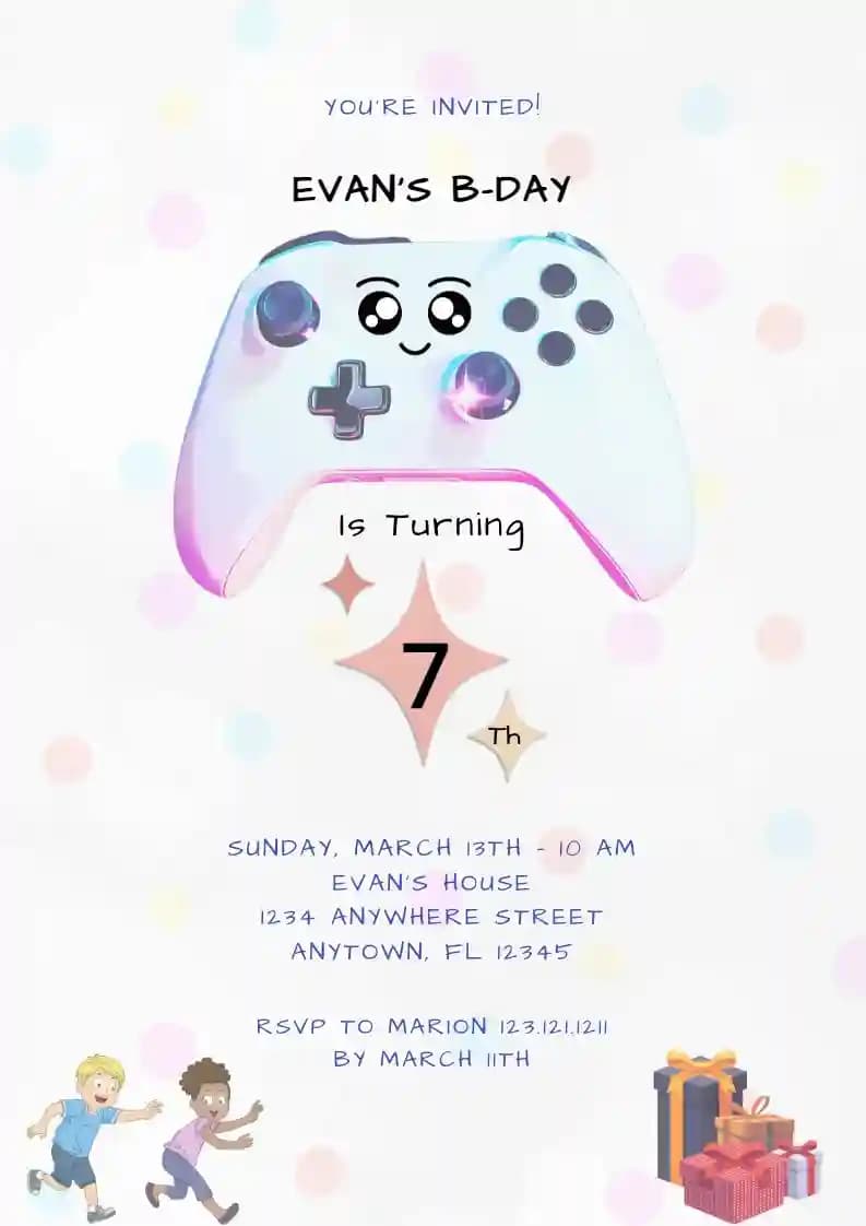 Kids Birthday Invitations - Party Gamer