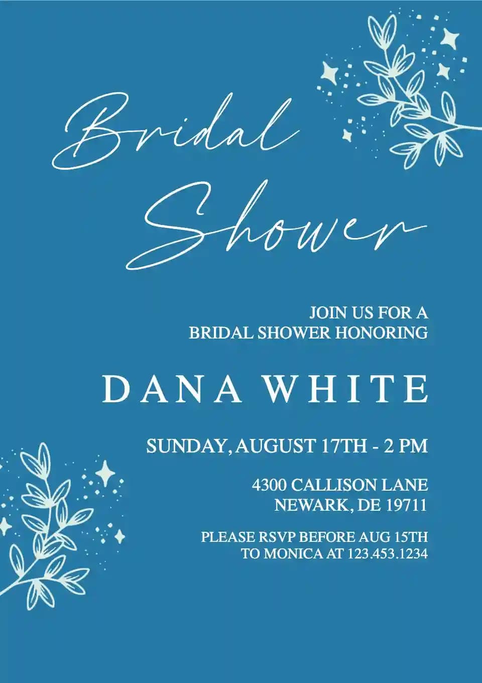 Inviti Per Il Bridal Shower - Blu Semplice