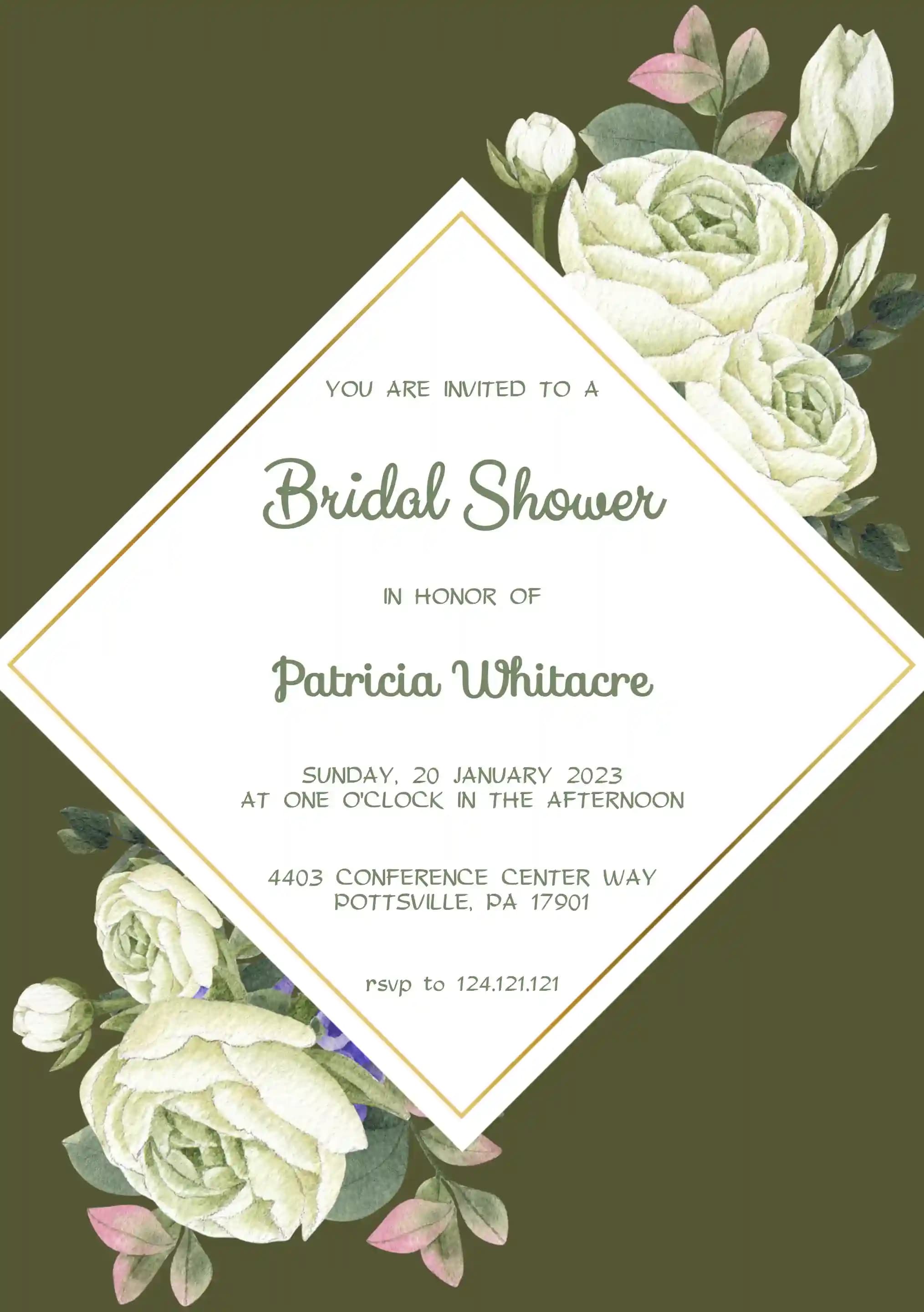 Invitaciones Para Despedida De Soltera - Rosas Verdes