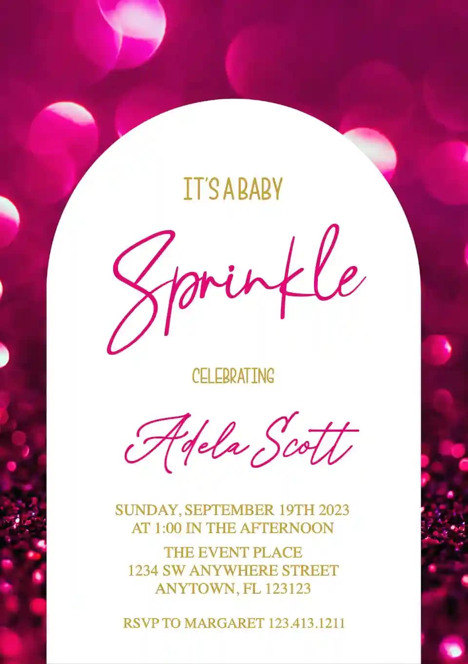 Inviti Per Baby Sprinkle - Sfondo Glitter Rosa