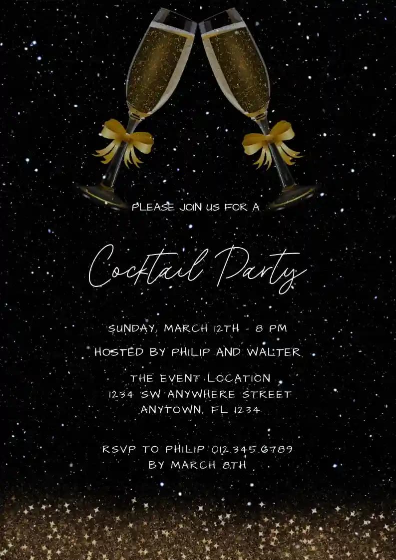 Invitations De Cocktail - Toast Au Champagne