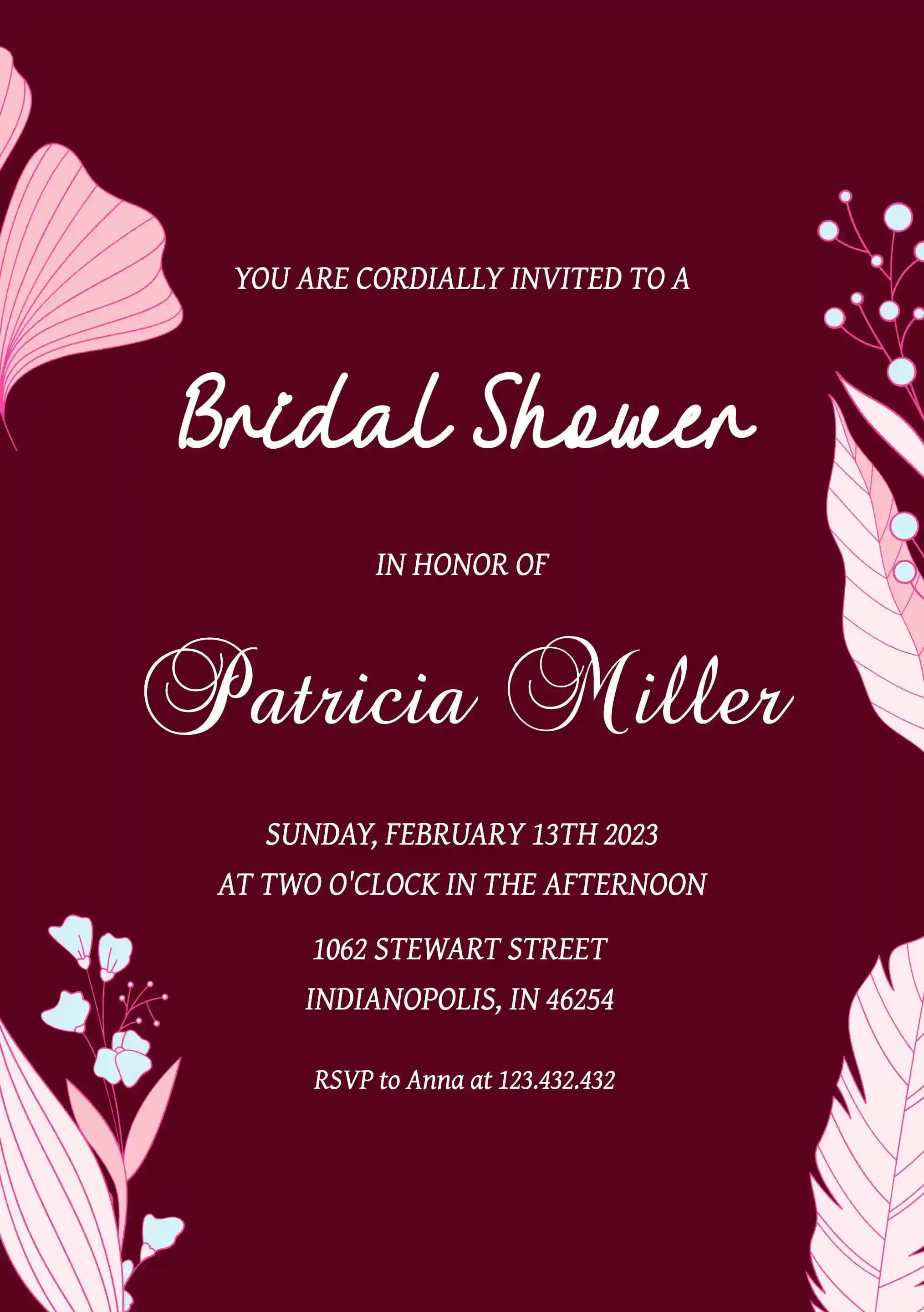 Invitations De Bridal Shower - Feuille Marron