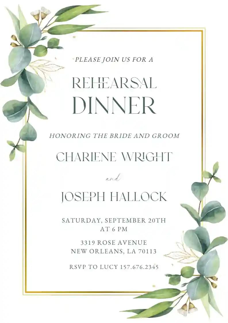 Invitations Pour Dîner De Répétition - Cadre De Verdure