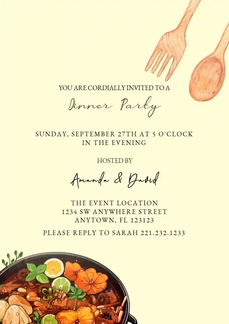 Invitaciones Para Cenas - Muy Buena Comida