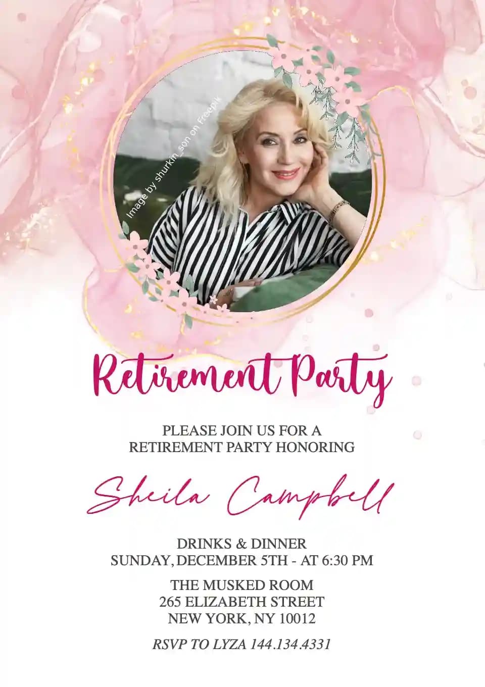Invitaciones De Jubilación Y Despedida - Marco De Círculo Rosa